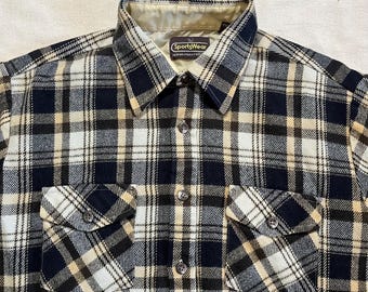 Camisa de franela a cuadros Sears Sportswear vintage de los años 70 - Estilo western, talla grande