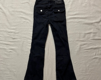 Vintage 00s Y2K Kids Youth Girls LEI Flared Pants Black Size 8