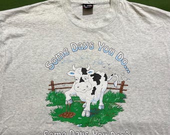 Vintage 90s Animal Blue Jeans State Fair Cow T-shirt Size XL - Etsy