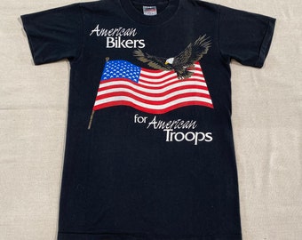 Koszulka z nadrukiem American Bikers Bald Eagle z lat 90. w kolorze czarnym, rozmiar M