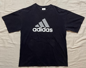 Vintage 00s Y2K Adidas Sportswear Logo Graphic T-shirt Black Large