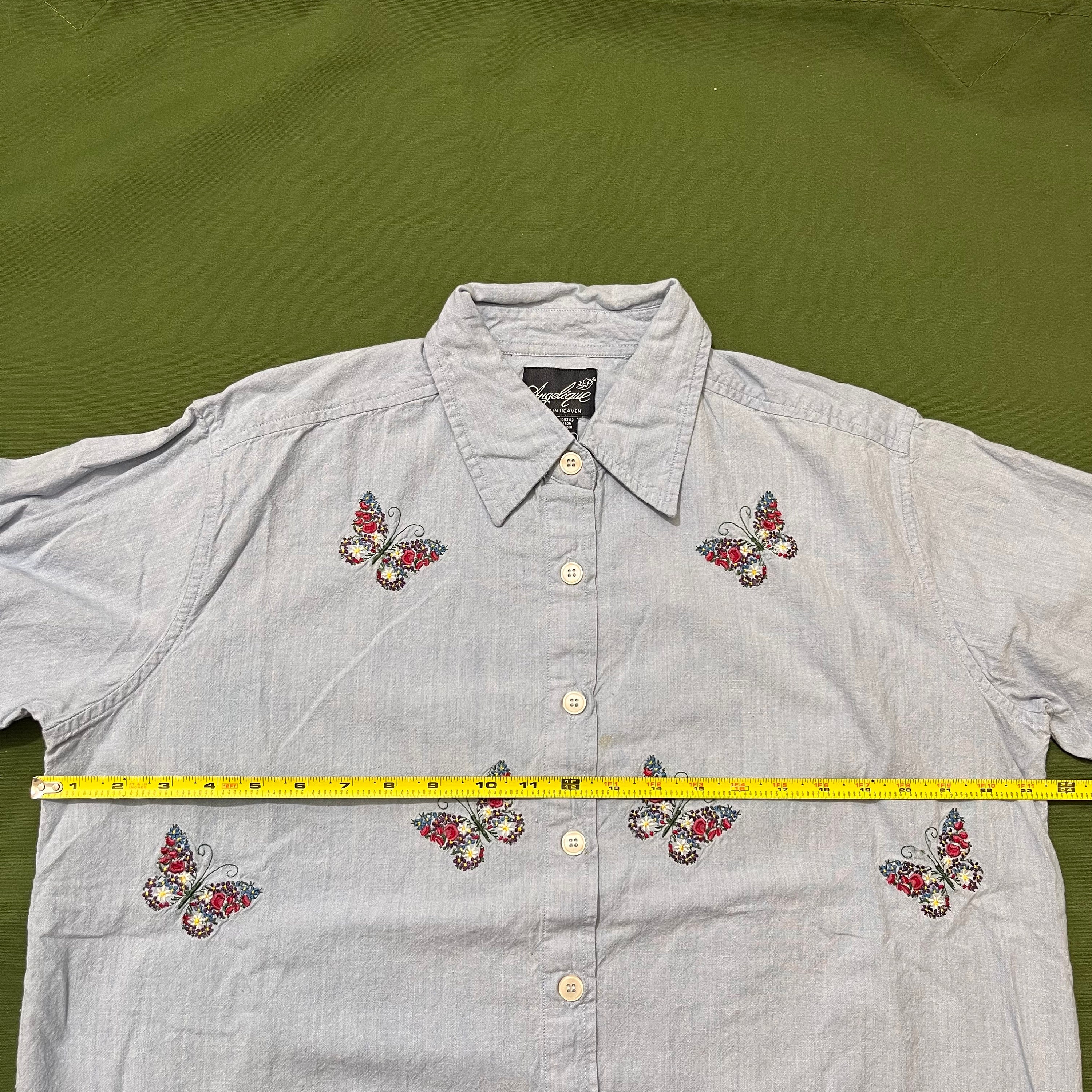 トップス [Vintage] 90s Blue Embroid Design Shirt Quizz Again | Tops | 9s Vintage Denim Shirt | Poshmark