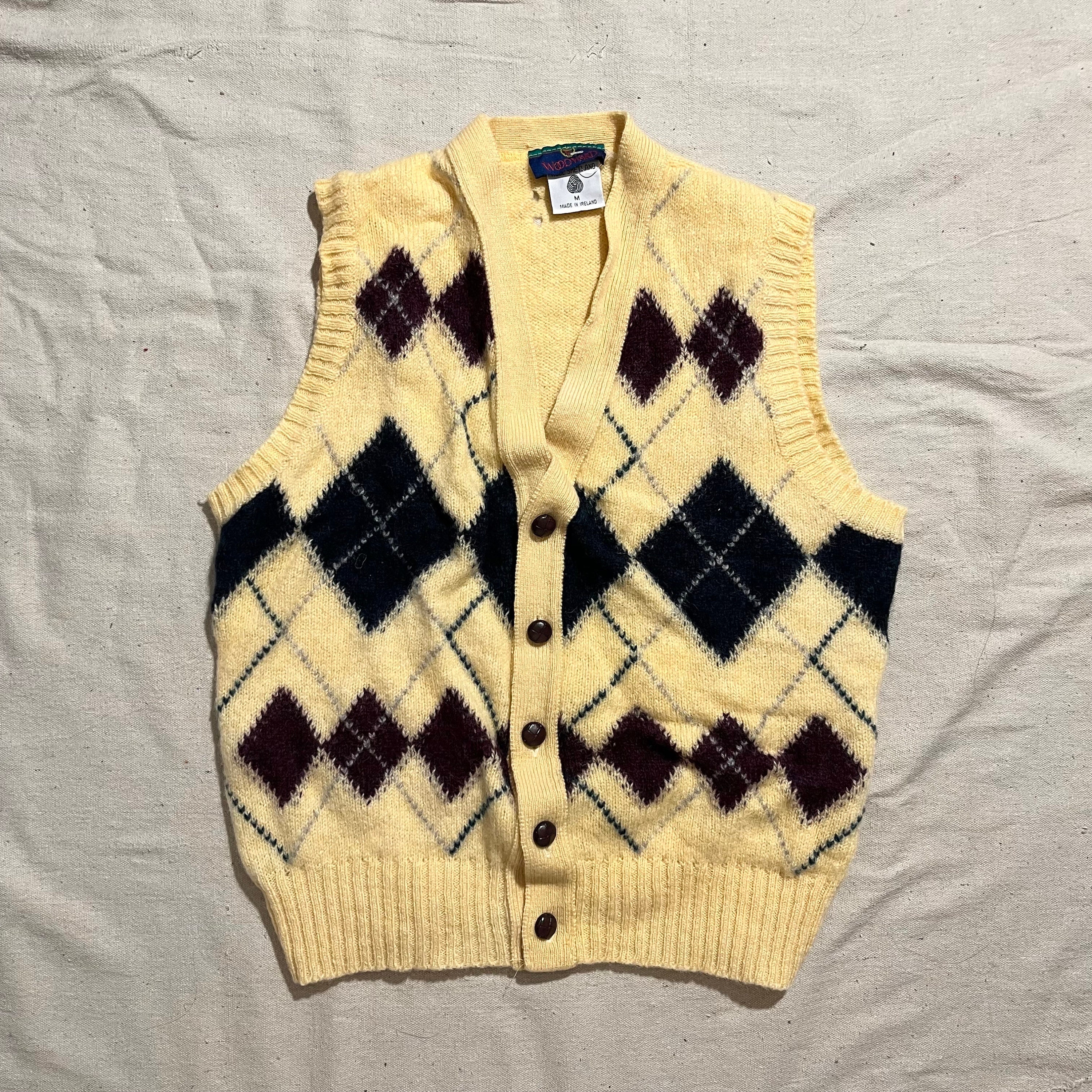 Vintage 80s/90s Wool Knit Woodward Argyle Sweater Vest Vintage 80s/90s Wool Knit Woodward Argyle Sweater Vest