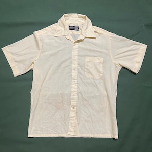 Vintage 70s/80s Sears Sportswear Essential Button Down Short Sleeve Dress Shirt Yellow Large