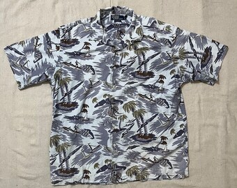 90s Ralph Lauren “BEACH CAMP” Navy L Vintage 90s Polo Ralph Lauren Polo Shirt Top Men's L Navy Blue