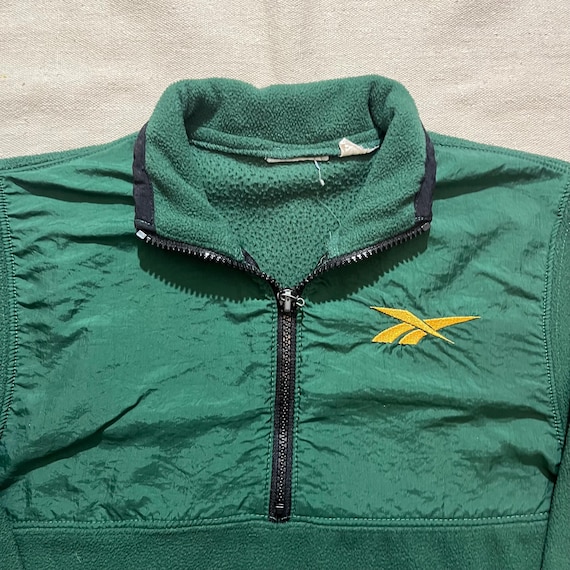 Vintage 90s Kids Youth Reebok Fleece Sweater Jacket Zip up Green