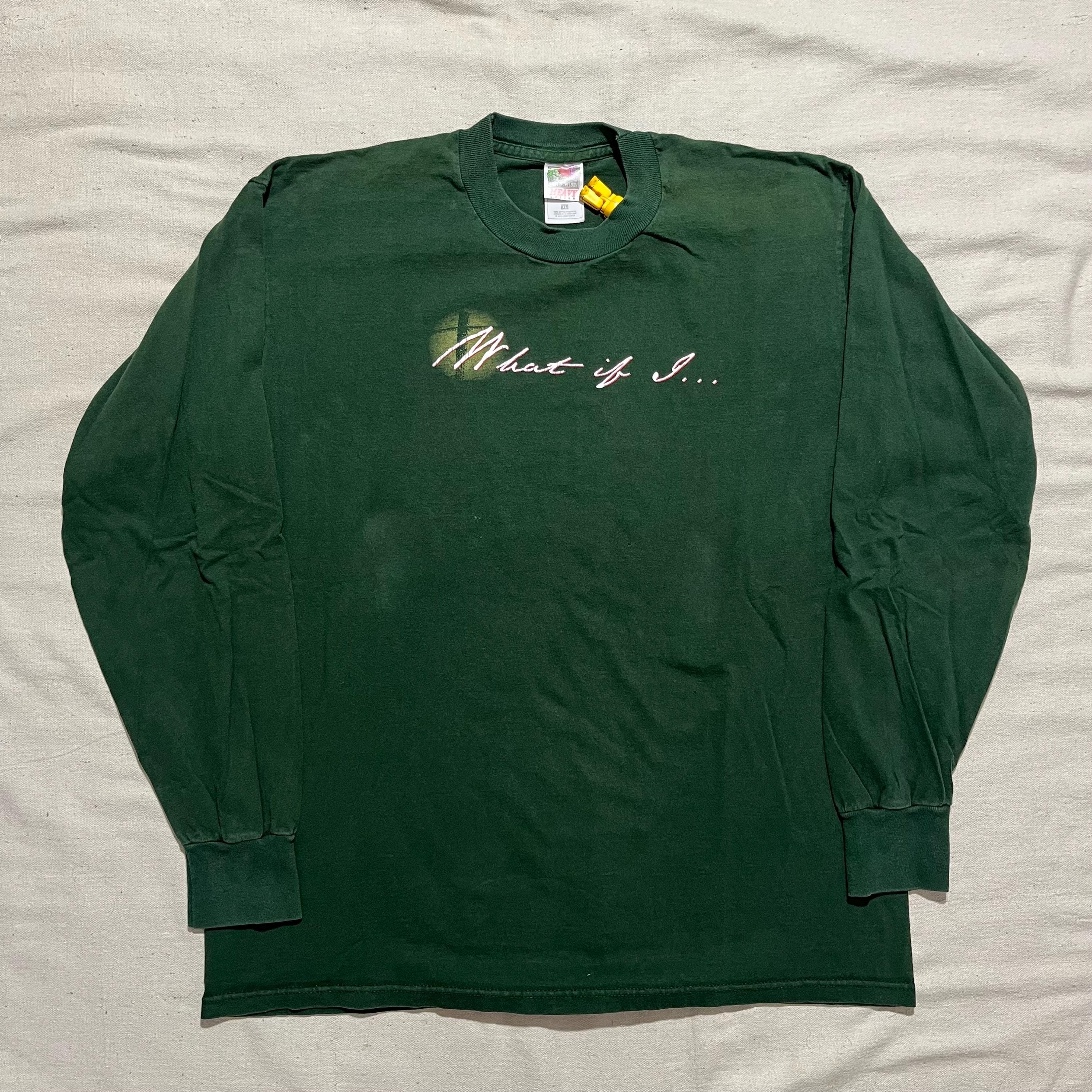 Vintage 90s Jesus Christ Cross Graphic Longsleeve T-shirt - Green