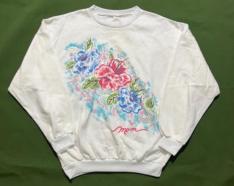 Vintage Floral Flower Airbrush Sweatshirt: 80s/90s Crewneck (M/L)