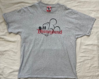 Vintage 90s Disneyland Disney California Mickey Mouse Graphic Embroidered T-Shirt Gray XL