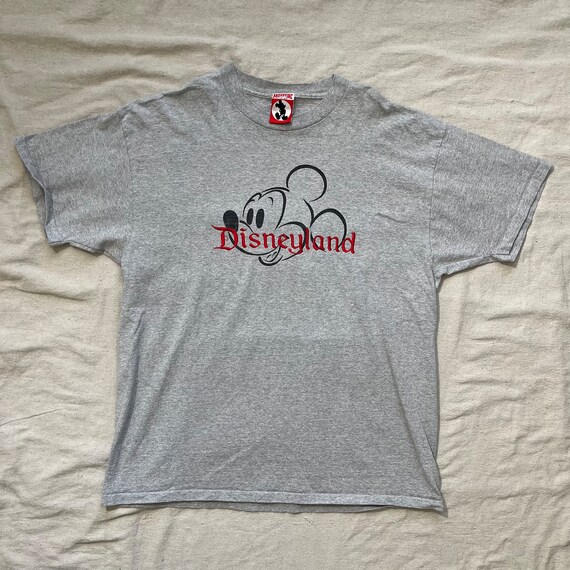 Vintage 90s Disneyland Disney California Mickey Mouse Graphic Embroidered T-Shirt Gray XL