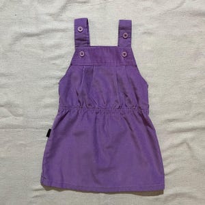 Vintage 70s 80s Kids Girls Wrangler Thin Corduroy Purple Dress Size 4