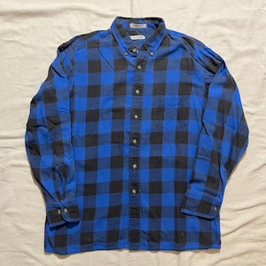 Vintage 90s 00s Y2K Van Heusen Plaid Button Down Flannel Shirt Blue Black Size Large