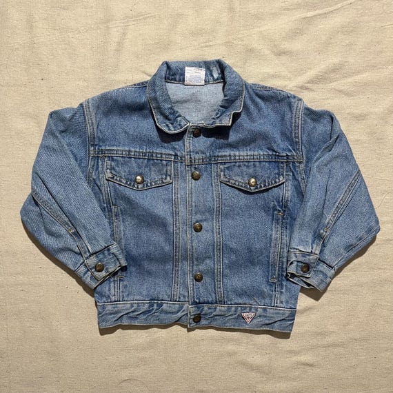 Vintage 80s 90s Kids Youth Baby Guess Denim Jean Jacket Blue Size