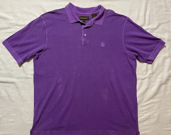 Vintage 90s 00s Y2K Timberland Embroidered Logo Polo Shirt Purple XXL