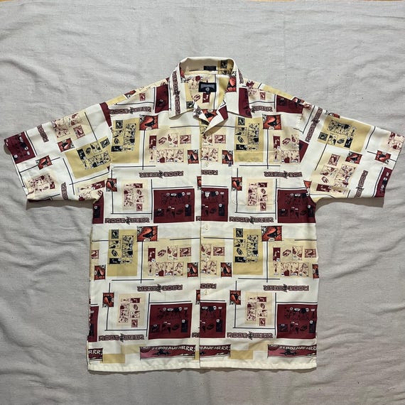 Vintage 90s 00s Y2K Rocawear Comic Graphic Button Down Short
