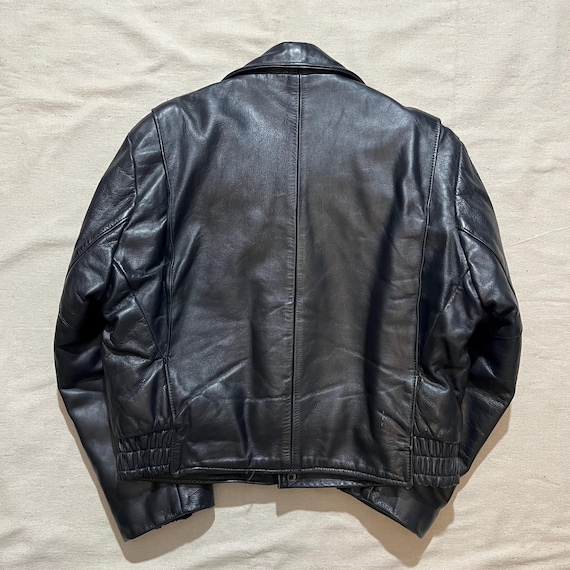 Vintage 80s Chicago Cop Shop Police Leather Jacket Black