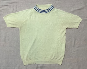 Top in maglia vintage anni '70/'80 da donna, stile Dull, verde neon, taglia piccola