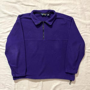 Vintage 90s Ebtek Eddie Bauer Quarter Zip Fleece Jacket Purple XL
