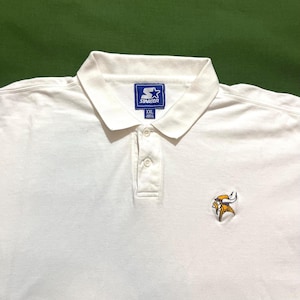 Camisa polo vintage anos 90 Starter NFL Minnesota Vikings Football branca tamanho 2XL XXL