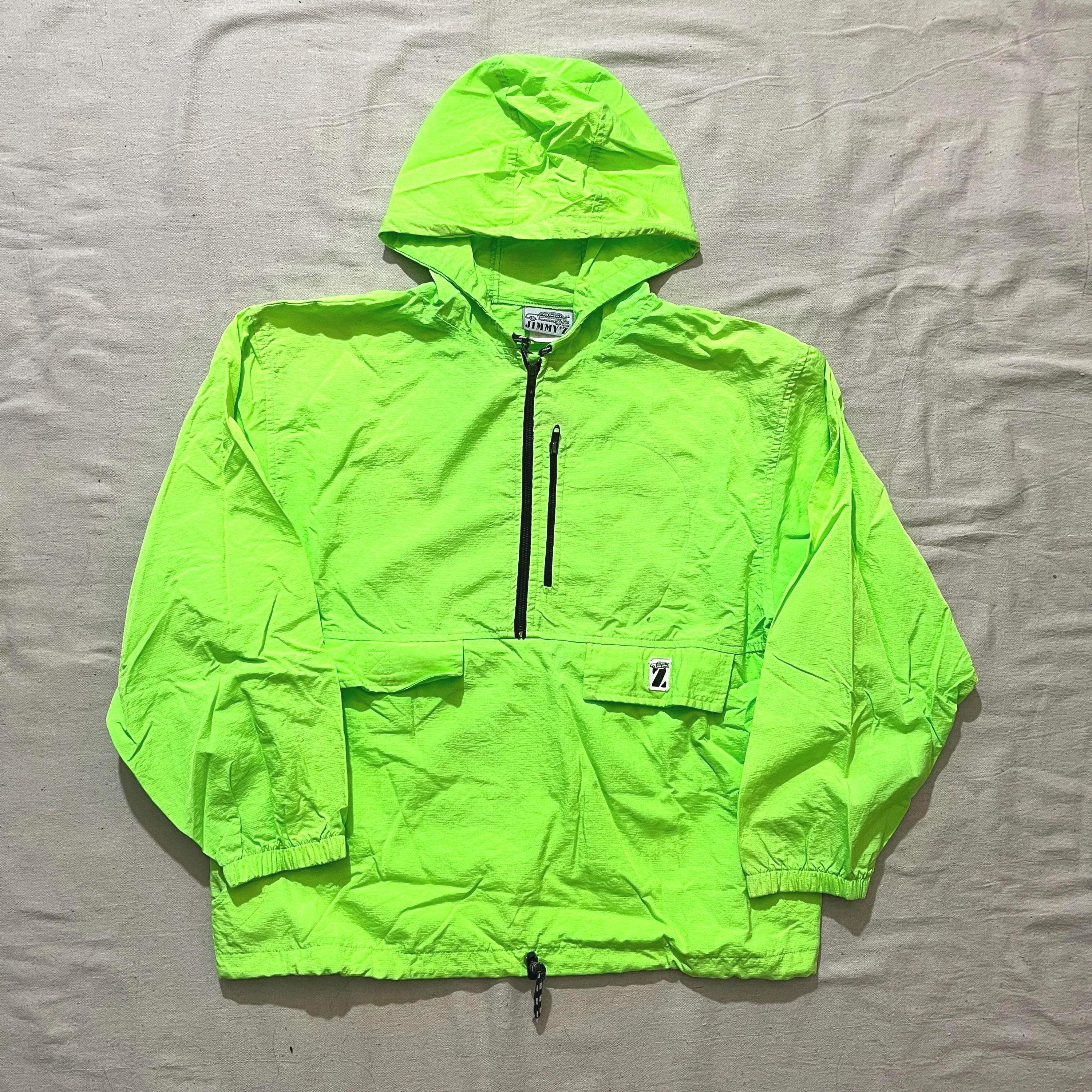 hiraku USA製 80's~90's Vintage Rolling Vintage 80s Jimmy-z Surf Half Zip Windbreaker Jacket Neon Green