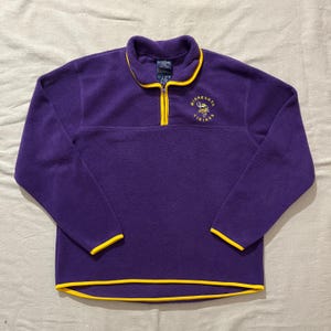 Vintage 00s Y2K Women's Femme NFL Minnesota Vikings Football Quarter Zip Fleece Jacket Purple Medium