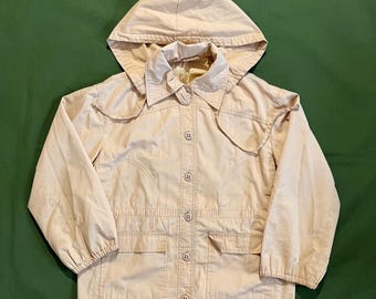 Vintage 80er Jahre Feldarbeit Regenjacke Mantel Tan Khaki Braun Gr.M