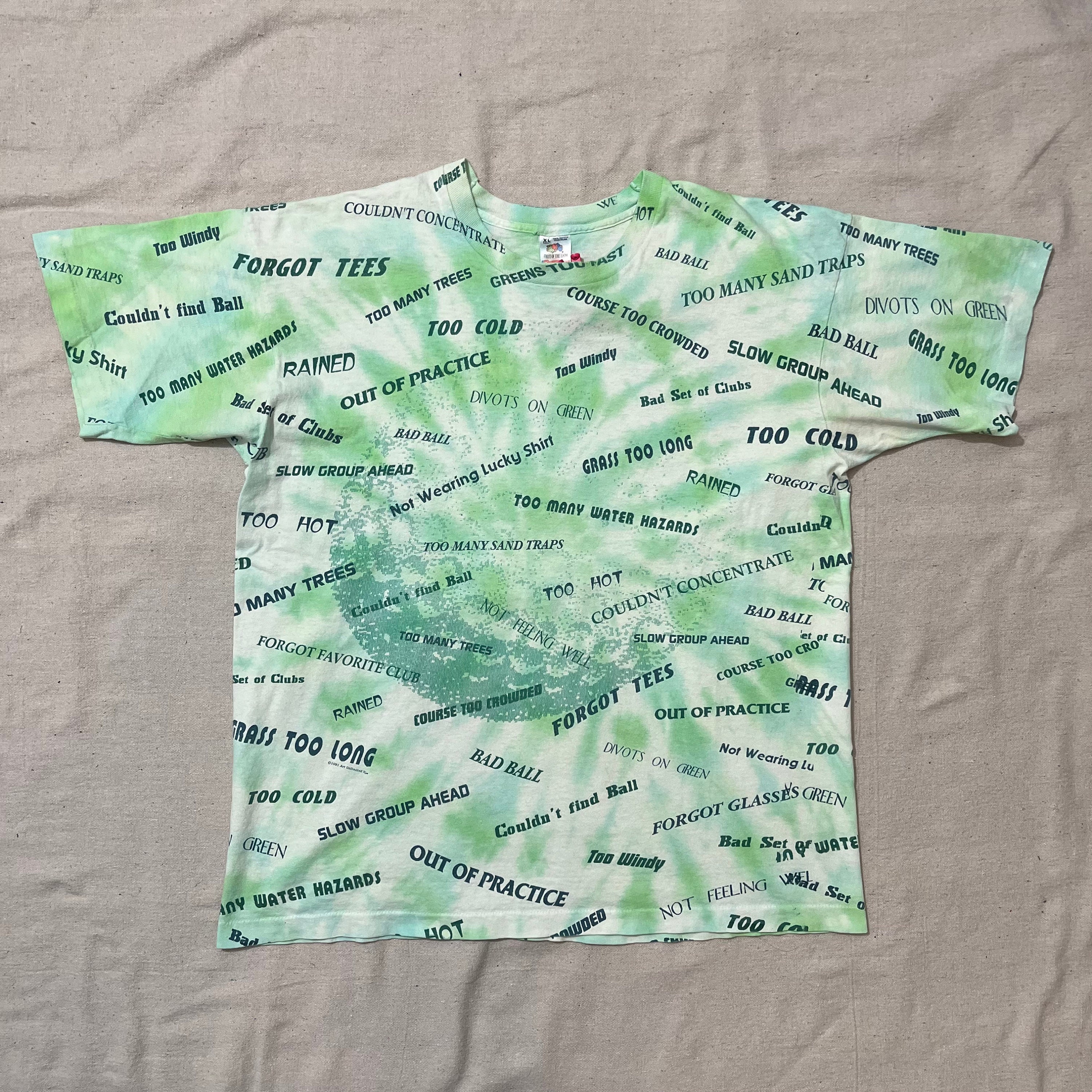 Vintage 90s 1991 Art Expressions Golf Excuses All Over Print Tie
