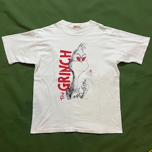 Vintage 90er Jahre Dr. Seuss The Grinch Kinder Theater Company T-Shirt Weihnachten Grafik T-Shirt Weiß Large