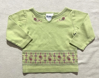 ヴィンテージ OshKosh B'Gosh ペイズリー柄トップ - Y2K 幼児用シャツ、12ヶ月