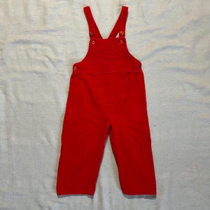 Vintage 70s 80s Kids Baby Toddler JC Penney Toddletime Corduroy Overalls Red Size 3T