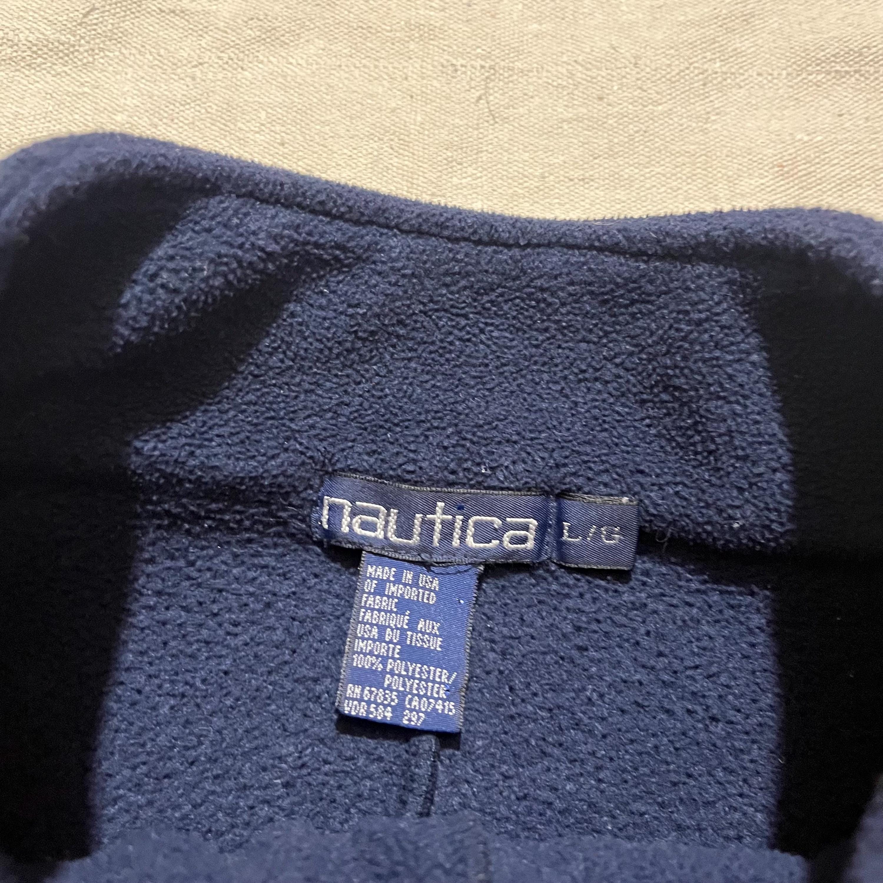 Vintage 90s Nautica Challenger Two Tone Fleece Sweater Jacket Red 