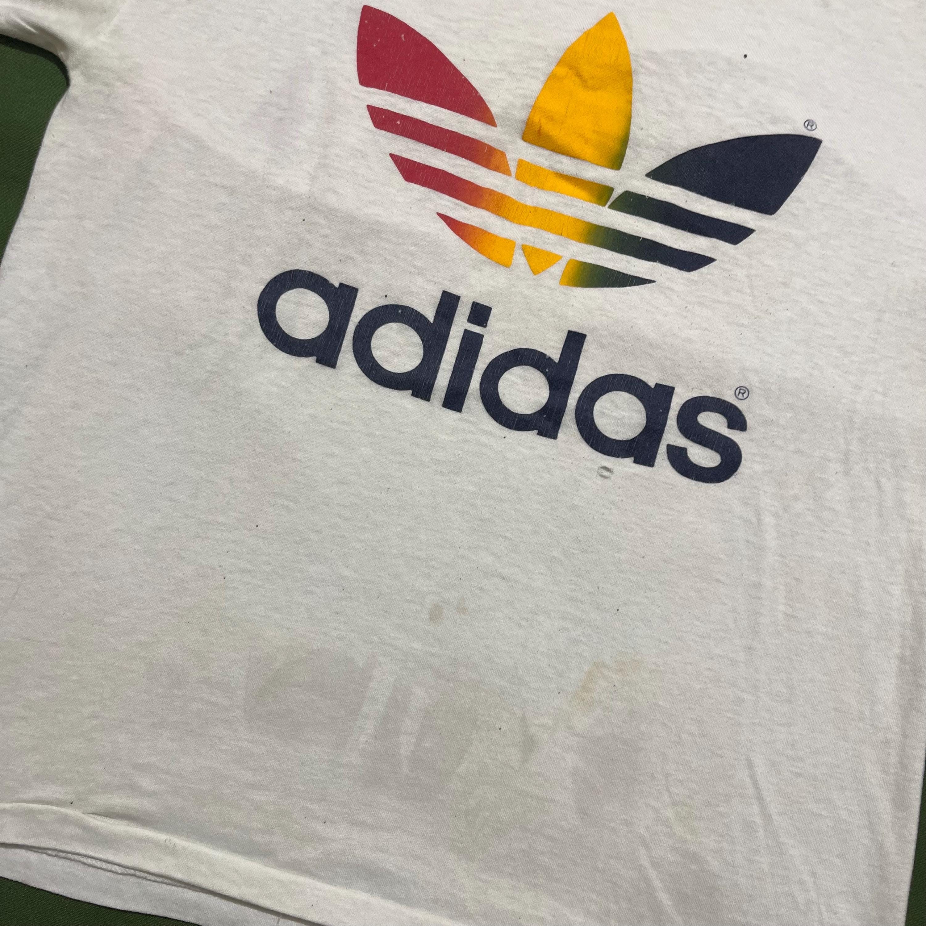 Vintage 70s/80s Adidas Trefoil Multicolor Logo Ringer