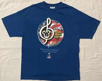 Camiseta gráfica vintage Walt Disney Magic Music Days de los años 2000, talla XL