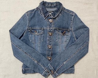 Giacca in denim vintage anni 2000 Y2K da donna/donna, modello Squeeze, taglia M
