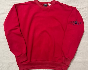 Vintage 90s Nike Air Jordan Embroidered Crewneck Sweatshirt Red L/XL