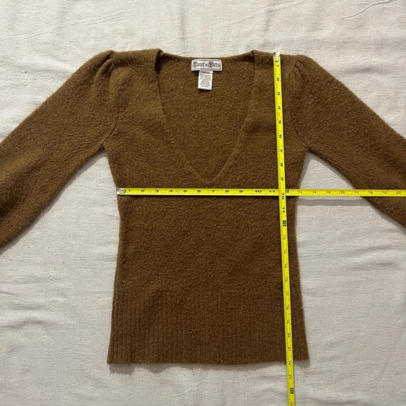 Vintage 00s Y2K Women's Femme Twist of Faith V Neck Sweater Fuzzy
