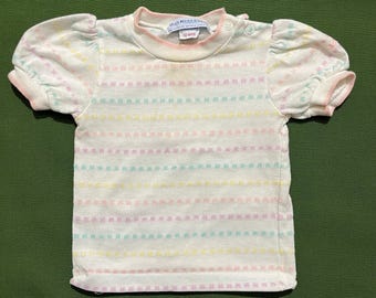 Vintage OshKosh B'Gosh Pastel Striped Baby Top, Size 12 Months