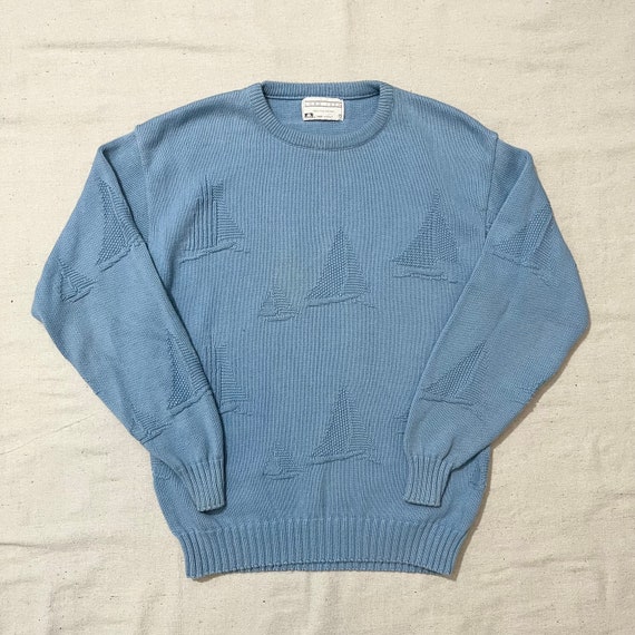 Vintage 80s/90s Lord Jeff Sailboat Knit Sweater B… - image 1