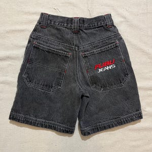 Vintage 00s Y2K Kids/youth Fubu Baggy Denim Shorts Black Size 8