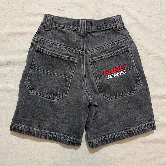 Vintage 00s Y2K Kids/youth Fubu Baggy Denim Shorts Black