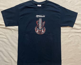 Vintage 00s Y2K D’Addario Guitar Strings Accesories Graphic T-Shirt Black Medium