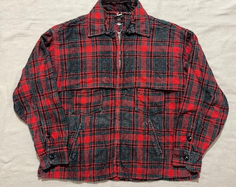 Vintage Johnson Woolen Mills Plaid Wool Hunting Jacket - 50s/60s Large