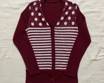 トップス 60s vintage cardigan Vintage 1960s MENS Cardigan : 60s MOD Grey Striped Sweater