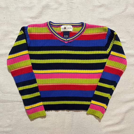 Vintage 90s Y2K Striped Knit Sweater - the Limited - Girls Size 8