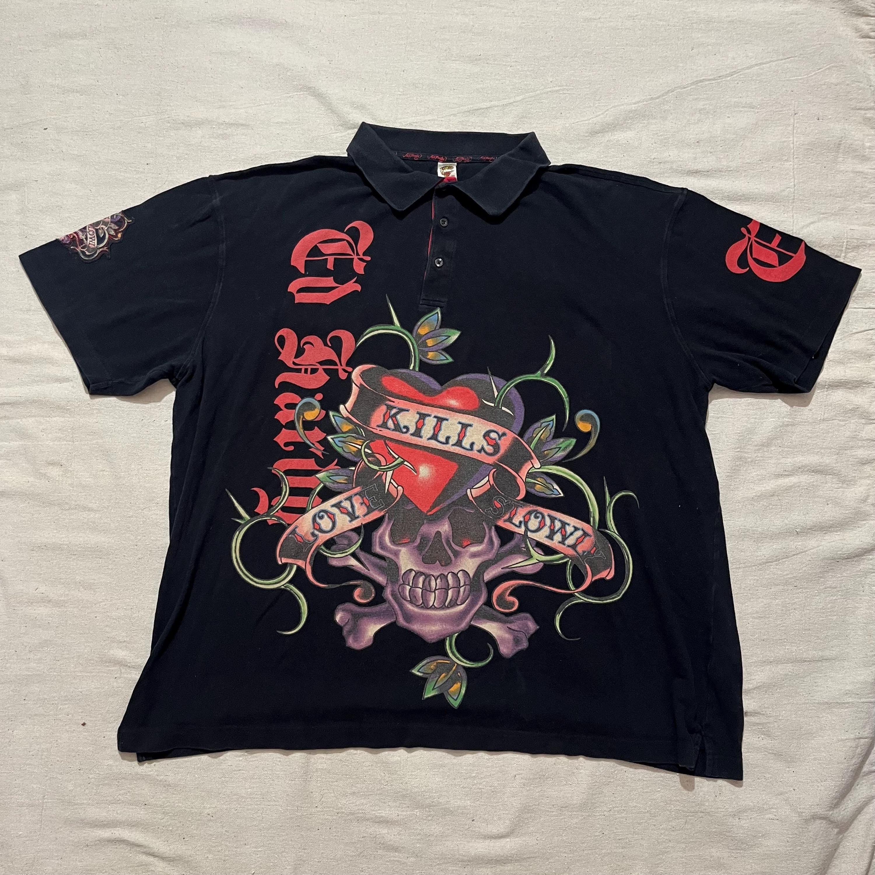 Vintage 00s Y2K Ed Hardy Polo Shirt 3XL - Etsy UK