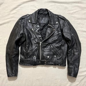 Vintage Harley Davidson Leather Biker Jacket: 90s Moto Cropped (Size 40)