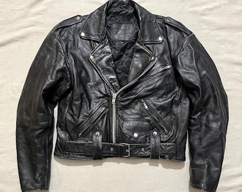 Vintage Harley Davidson Leather Biker Jacket: 90s Moto Cropped (Size 40)