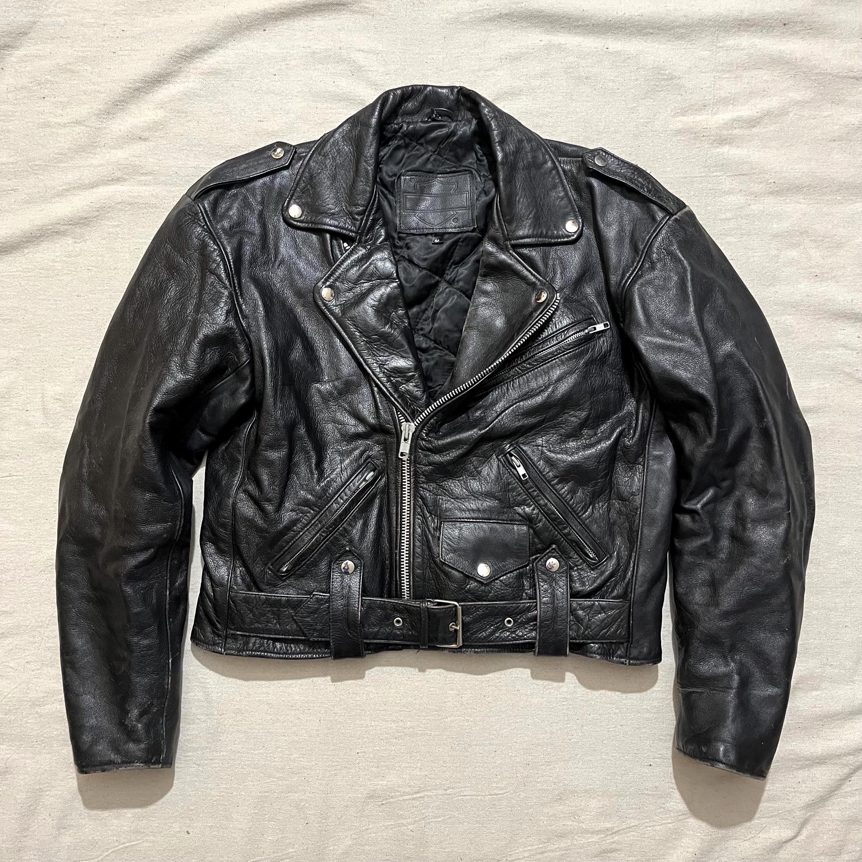 Vintage Harley Davidson Leather Biker Jacket: 90s Moto Cropped