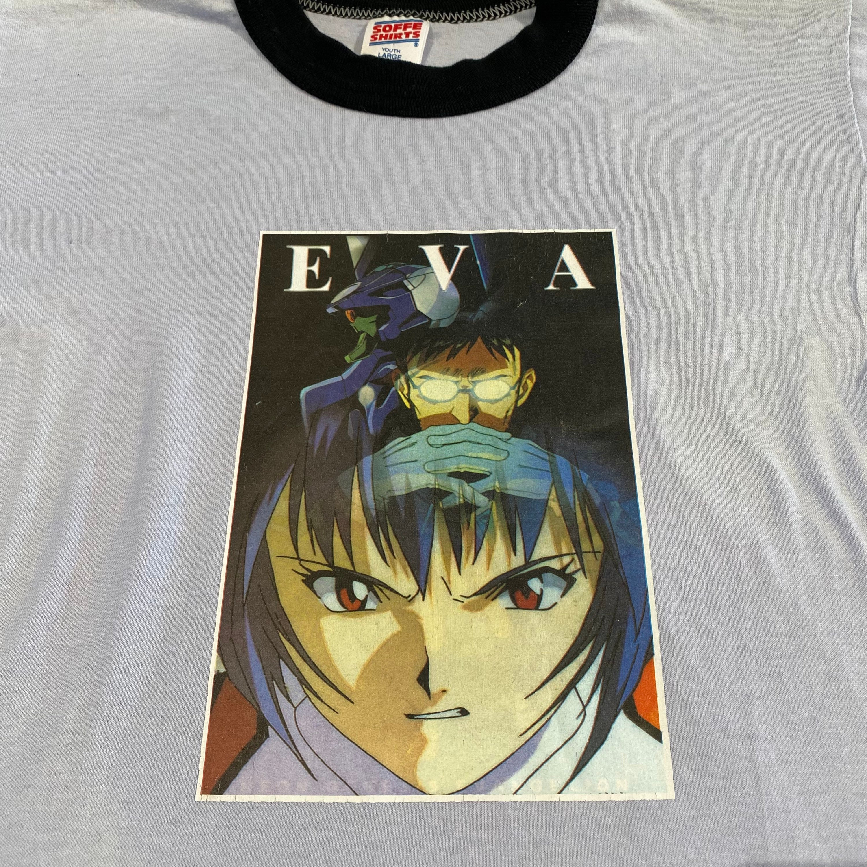 Vintage 90s Neon Genesis Evangelion Anime Cartoon Graphic Ringer