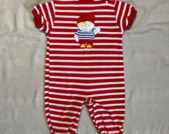 Body de rayas bordado Health-tex vintage de los años 70: talla para bebé de 24 meses